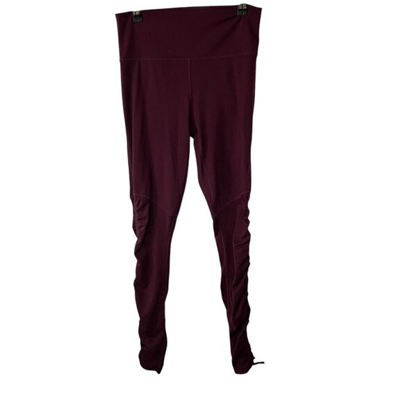 Fabletics Ruched Leggings Size Medium Burgundy Gym Yoga Active High Waisted - Picture 4 of 9